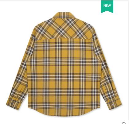 【衬衫】GXG男装2019年冬季新款商场同款黄格子港风复古长袖衬衫上衣男