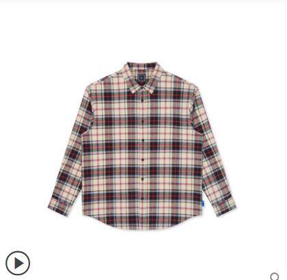 【衬衫】GXG男装2019年冬季新款格纹港风复古长袖衬衫外套男潮流格子衬衣